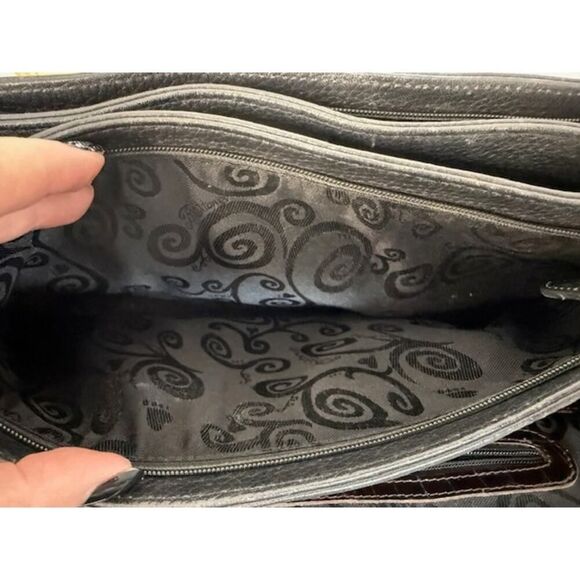 Brighton Black Pebble Leather Multi Compartment Shoulder Handbag Purse - Picture 11 of 12